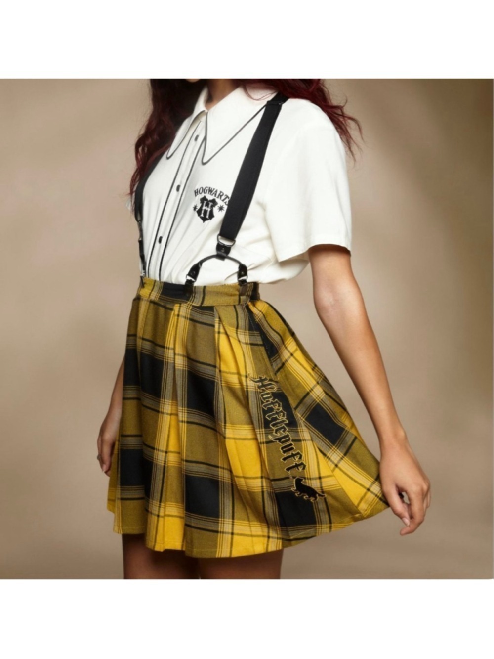 Harry Potter Hufflepuff Pleated Suspender Skirt (Medium)